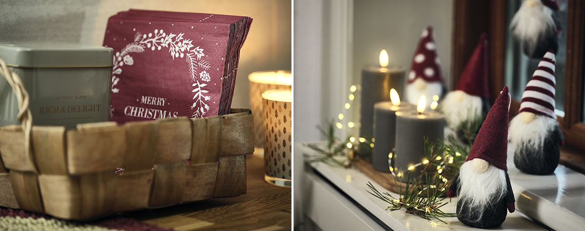 Dekoriere dein Zuhause in traditionellen Weihnachtsfarben