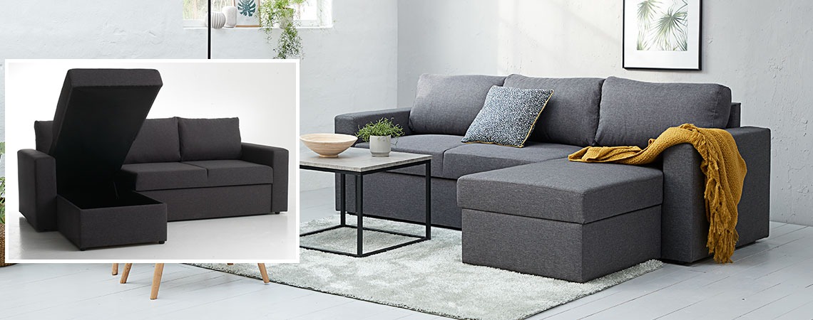 Schlafsofa mit eingebautem Stauraum: 3 in 1│ JYSK