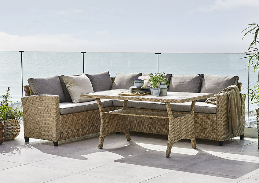ULLEHUSE Lounge-Set aus Rattan Garten-Lounge-Set mit Ecksofa aus Rattan